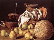 MELeNDEZ, Luis Still-life with Melon and Pears sg USA oil painting reproduction